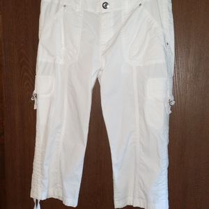 INC White Cargo Capri Pants